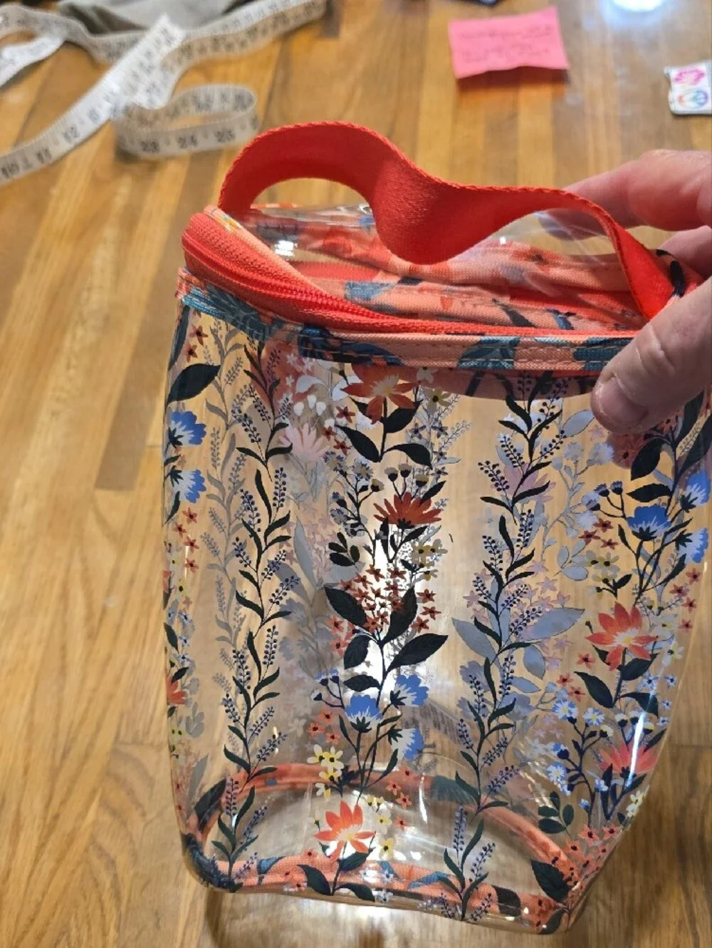 Vera Bradley Clear Floral Pouch with Coral Trim